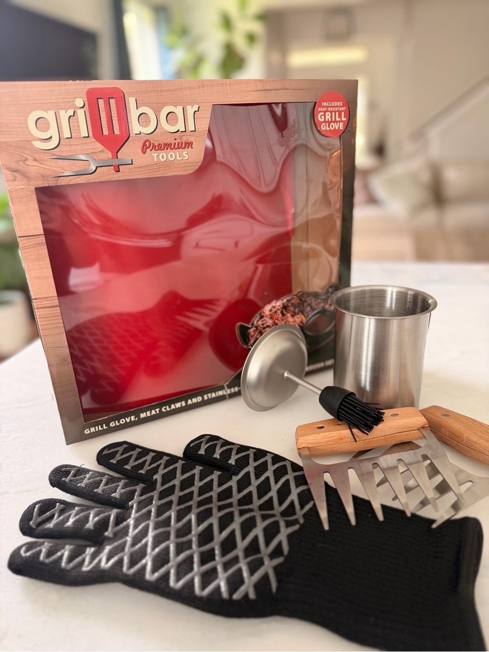 Grilling Set (grill glove, meat claws, and stainless steel basting cup & brush)